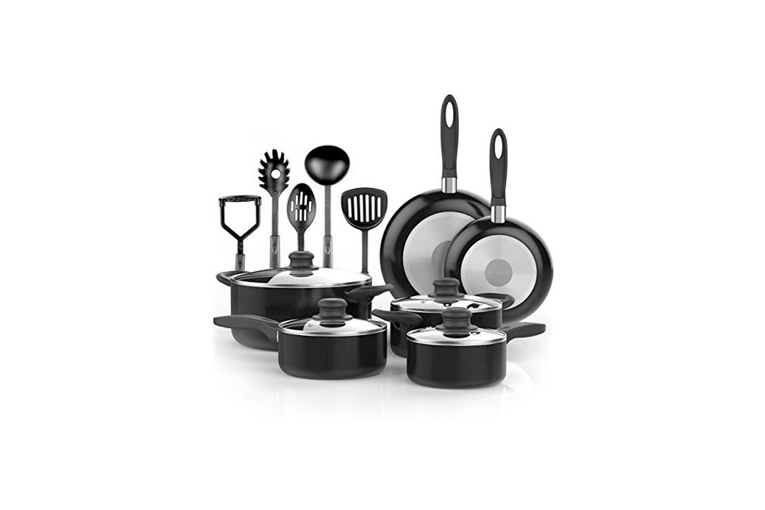 Vremi 15 Piece Nonstick Cookware Set with Cooking Utensils