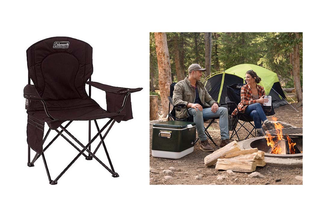 Coleman Portable Camping Quad Chair with 4-Can Cooler