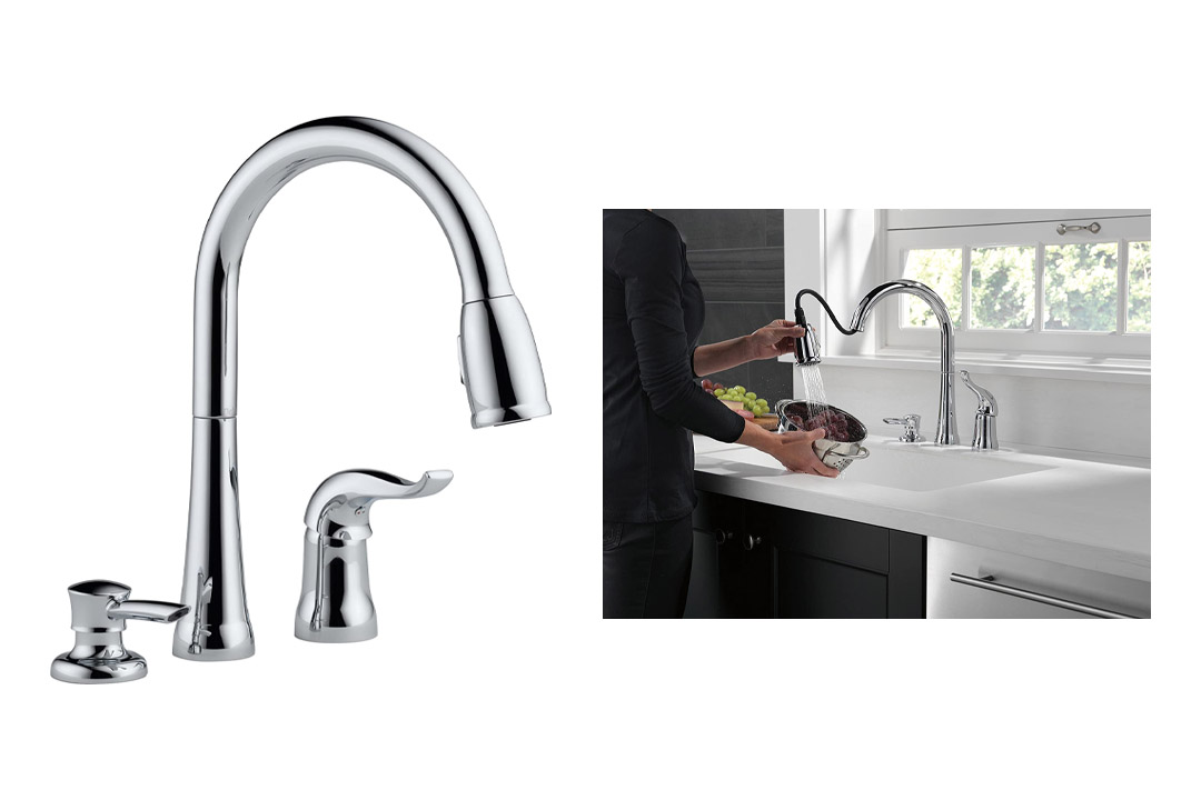 Delta 16970-SD-DST Single Handle Kitchen Faucet with Soap Dispenser