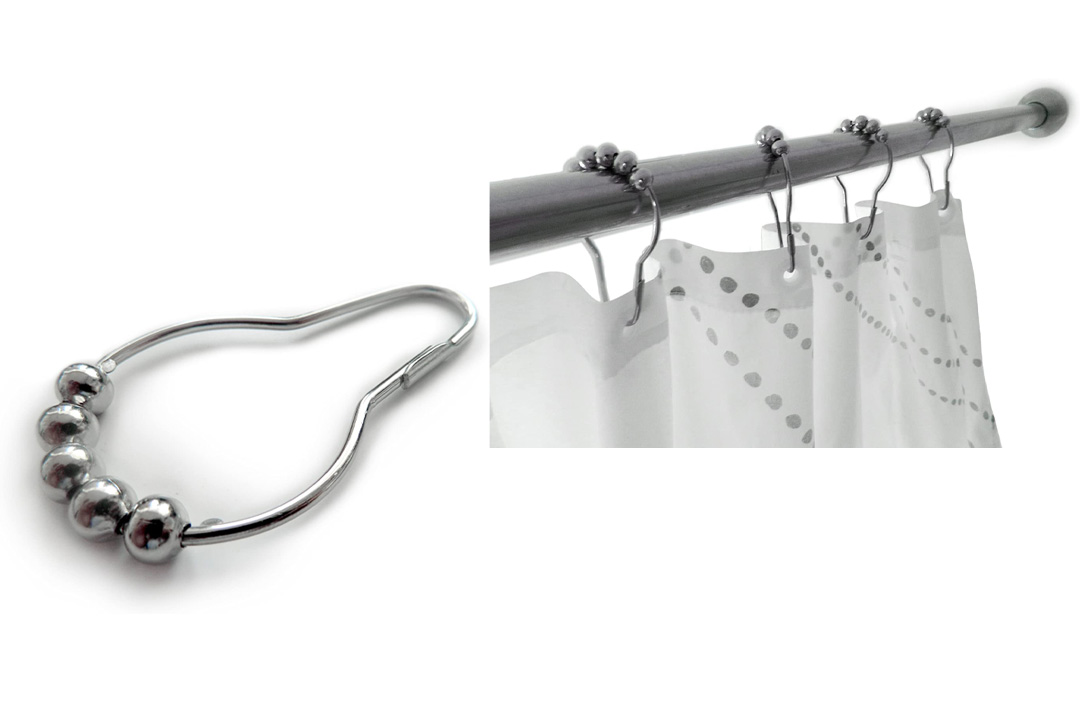 Wrenwane Shower Curtain Hooks - 100% Stainless Steel, Polished Chrome