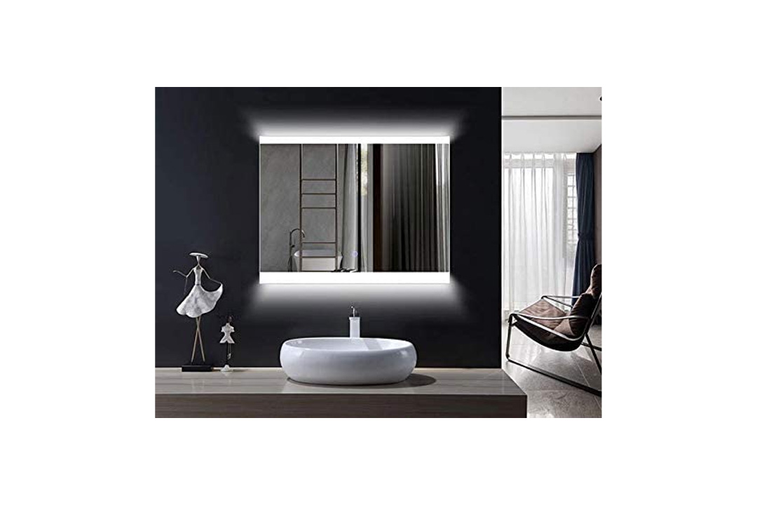 Horizontal LED Wall Mounted Lighted Vanity Bathroom Silvered Mirror