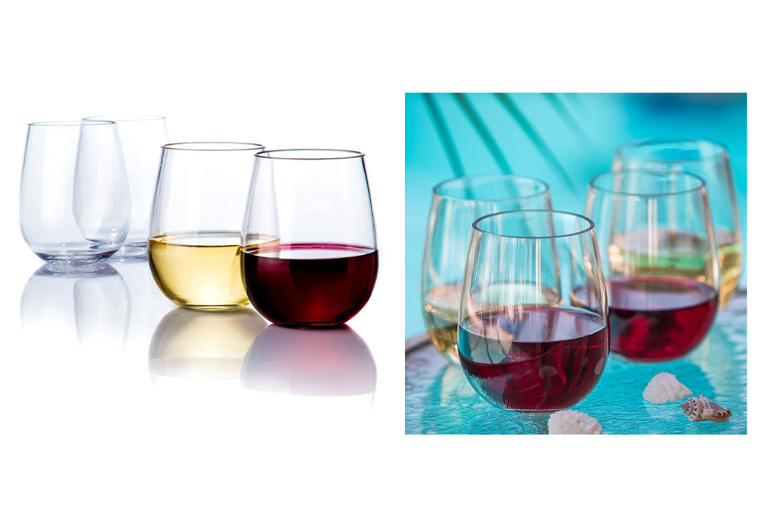 Savona Elegant Stemless Plastic Wine Glasses Unbreakable Wine Glasses