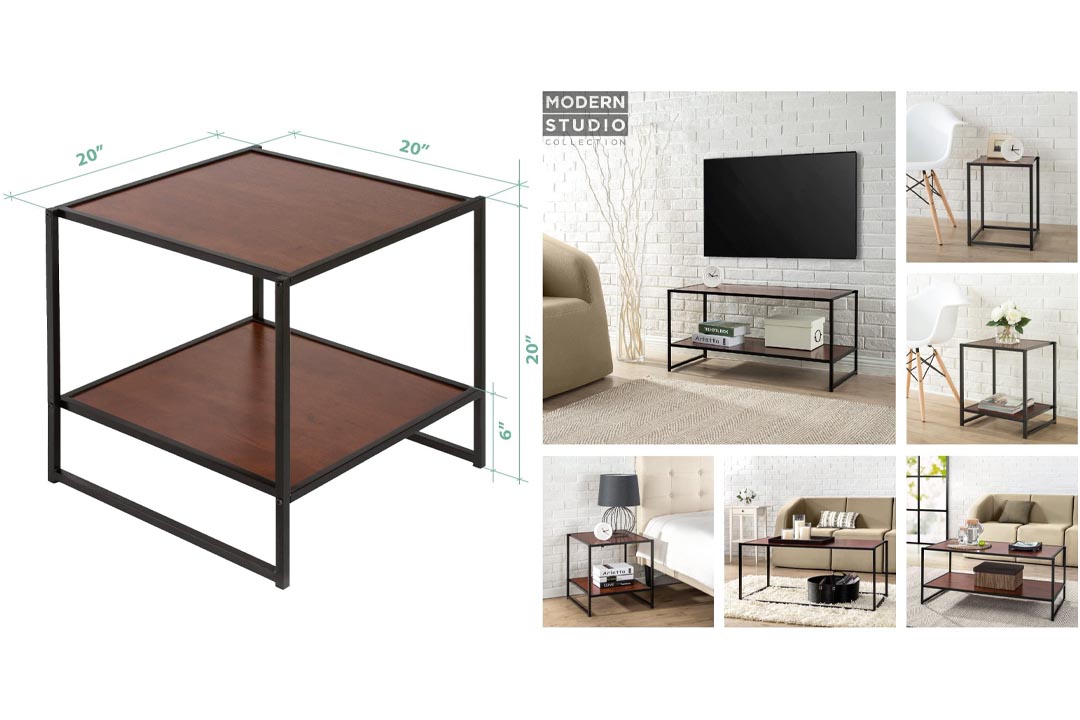 Zinus Modern Studio Collection Set of Two 20 Inch Square Side