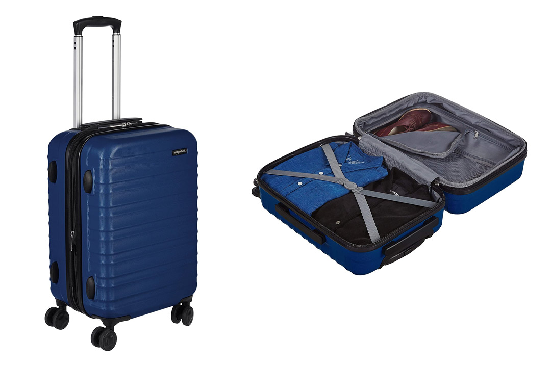 AmazonBasics Hardside Spinner Luggage, Blue