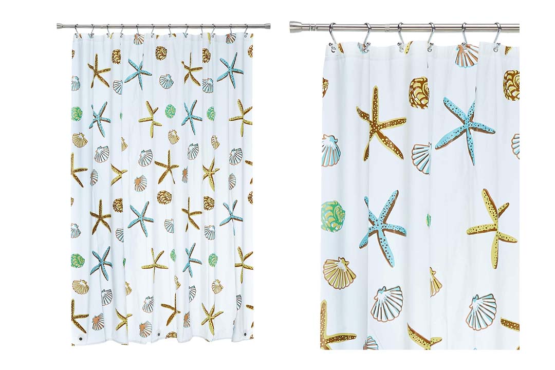 Blu-Pier Decorative Starfish and Sea Shells Shower Curtain