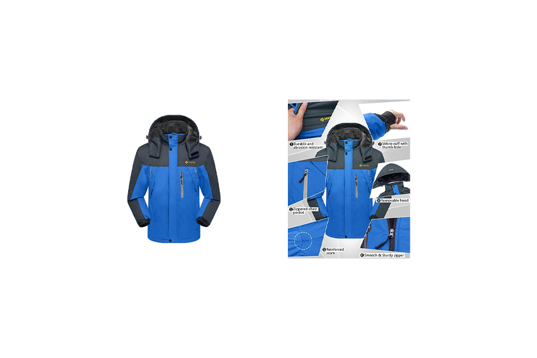 Ubon Men's Waterproof Windproof Fleece Ski Jacket