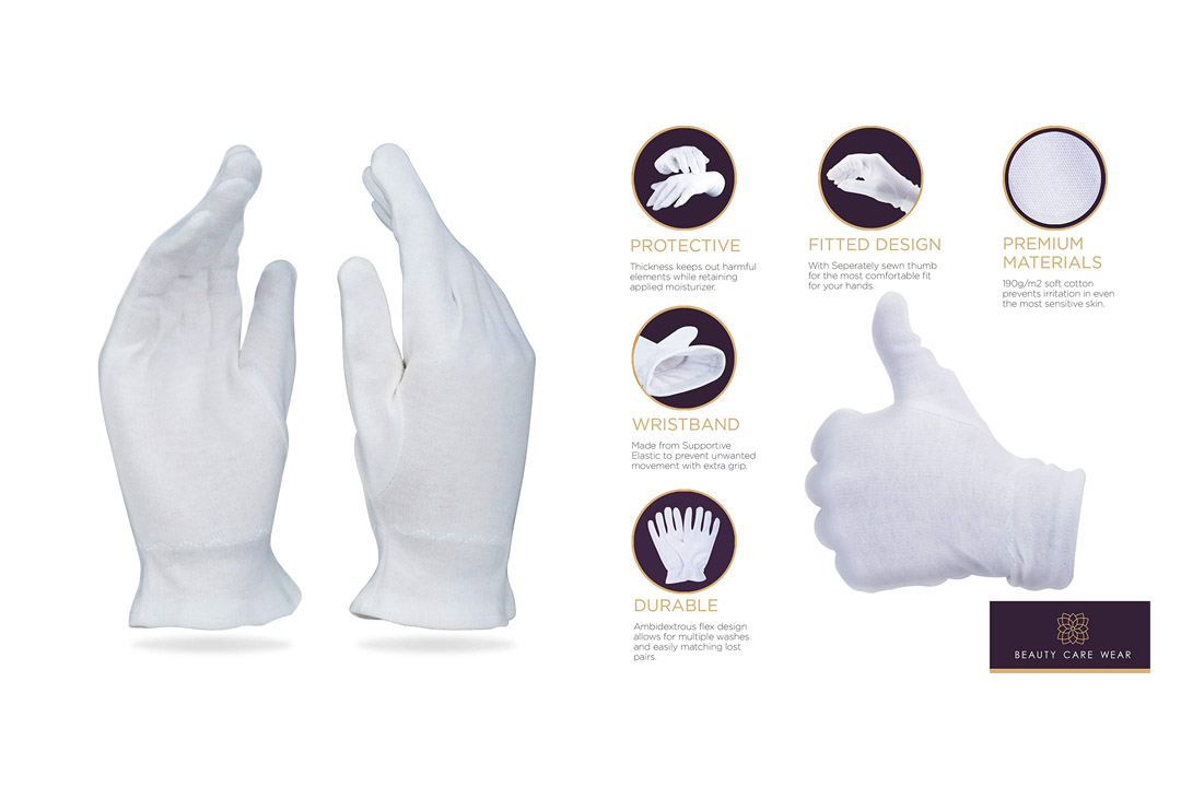 Beauty Care Wear Medium White Cotton Gloves