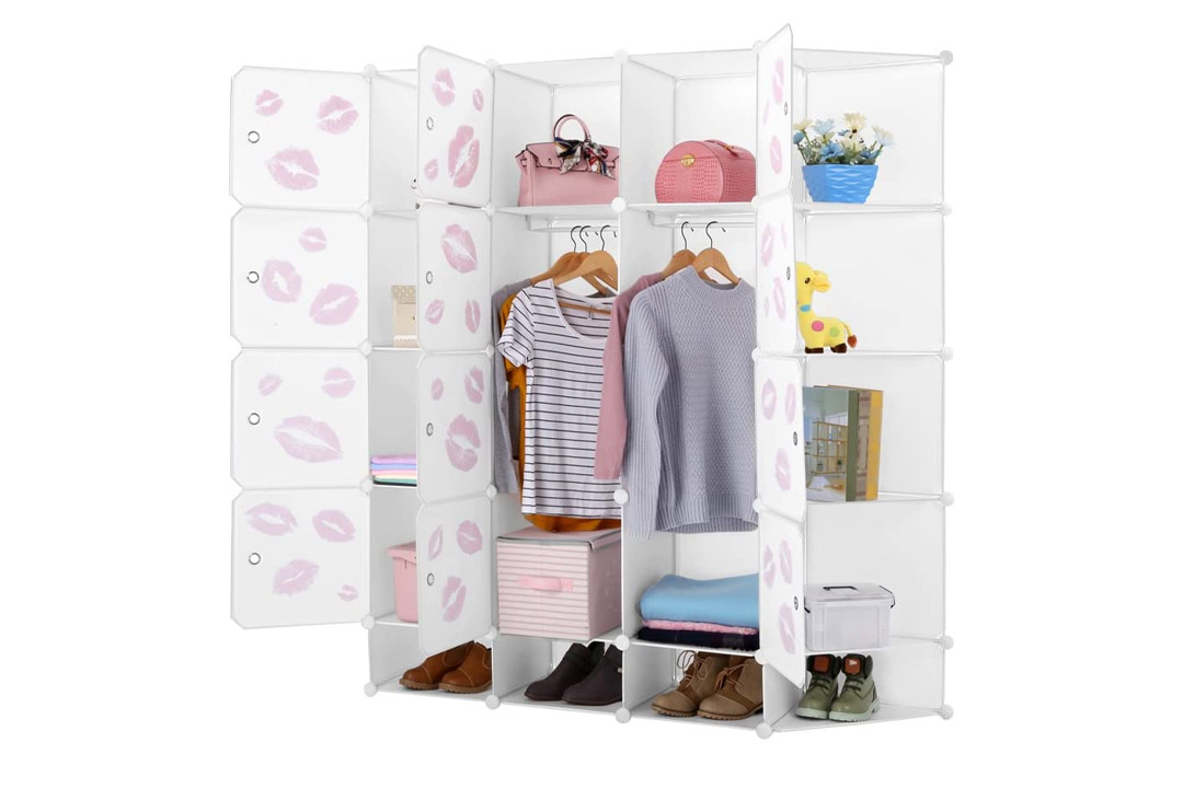 KOUSI Portable Clothes Closet Plastic Wardrobe Freestanding Storage Organizer