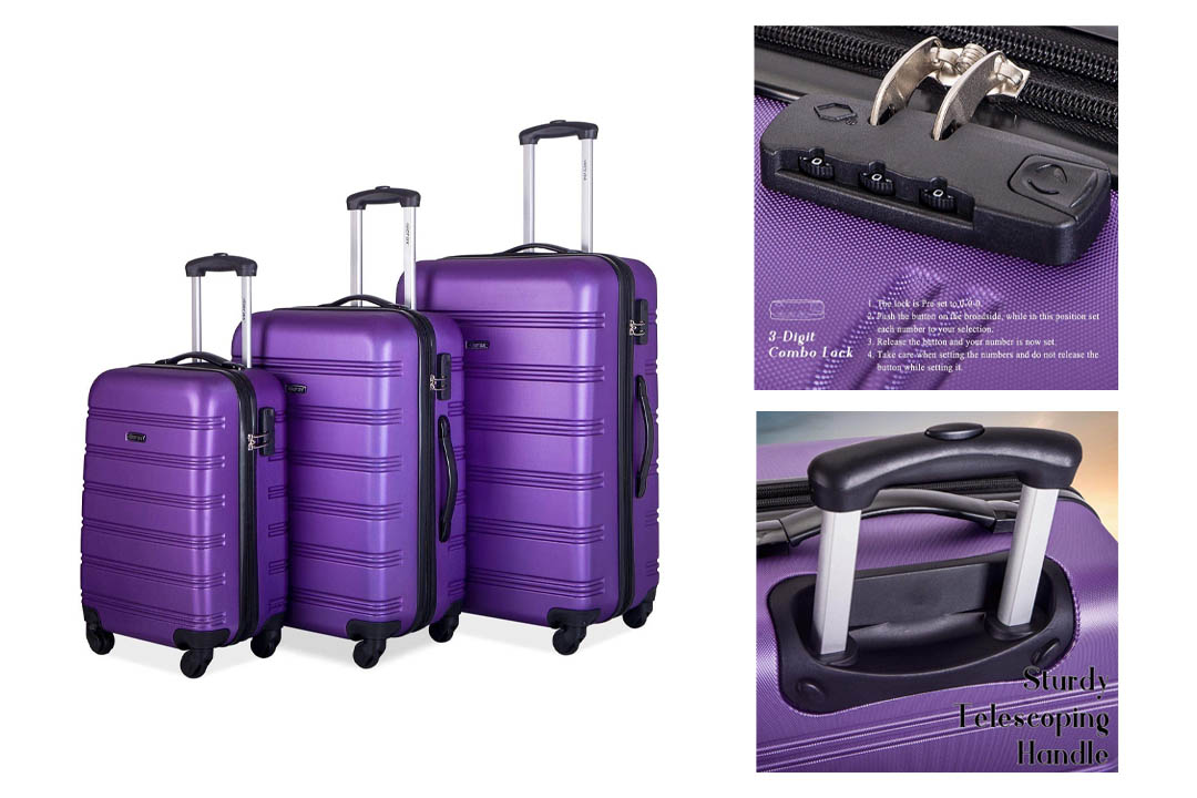 Merax Travelhouse Luggage 3 Piece Expandable Spinner Set Purple