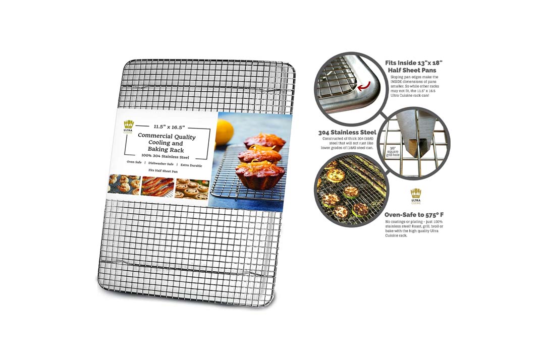 UltraCuisine 100% Stainless Steel Wire Cooling Rack for Baking