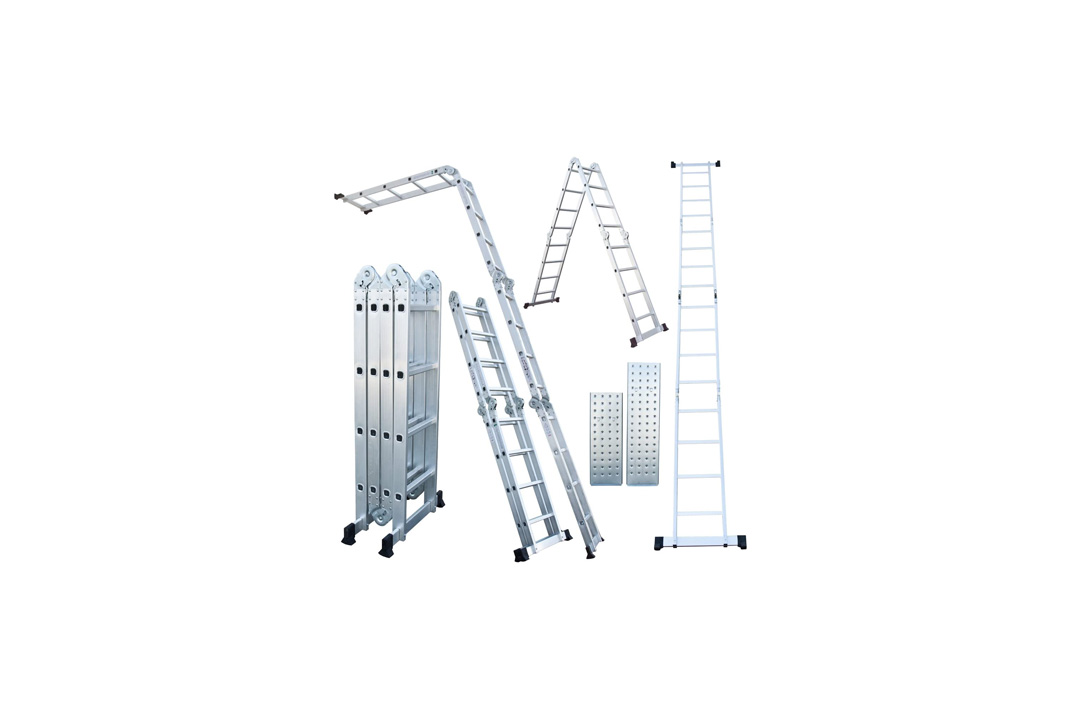 330 Lb 15.5 Ft Step Platform Multi Purpose Aluminum Folding Scaffold Ladder