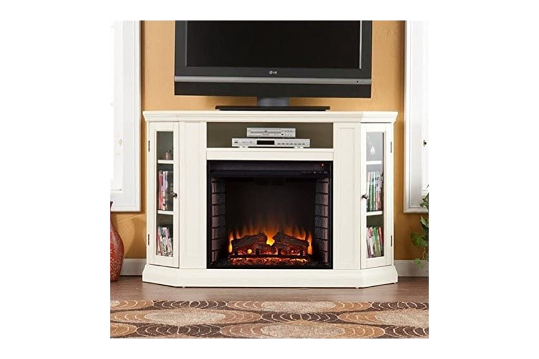 BOWERY HILL Convertible Electric Fireplace TV Stand in Ivory