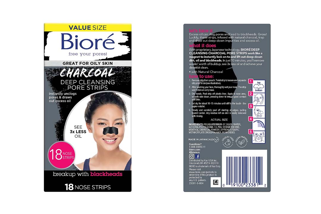 Biore Deep Cleansing Pore Charcoal Stripes 18 Count