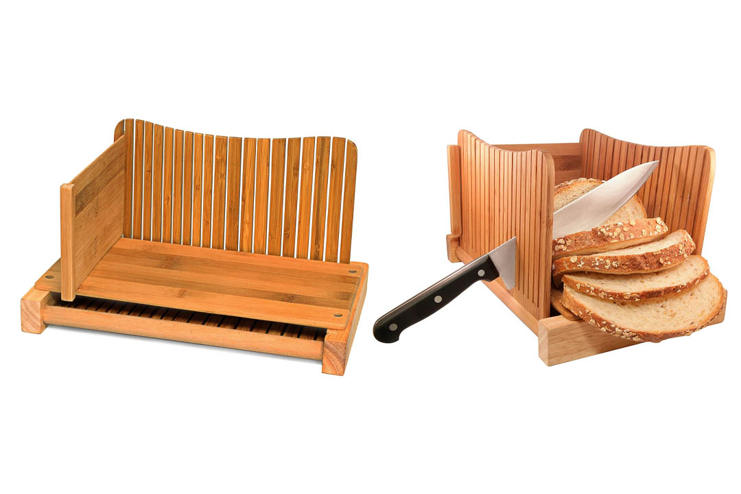 DB-Tech Bamboo Wood Compact Foldable Bread Slicer