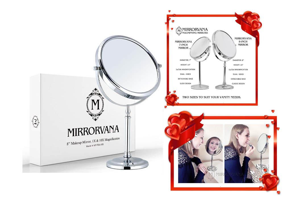 Mirrorvana Vanity 8-Inch Double-Sided Magnifying Makeup Mirror