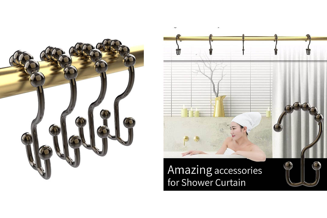 Premium Quality Rustproof Stainless Steel Double Glide Shower Curtain Hooks