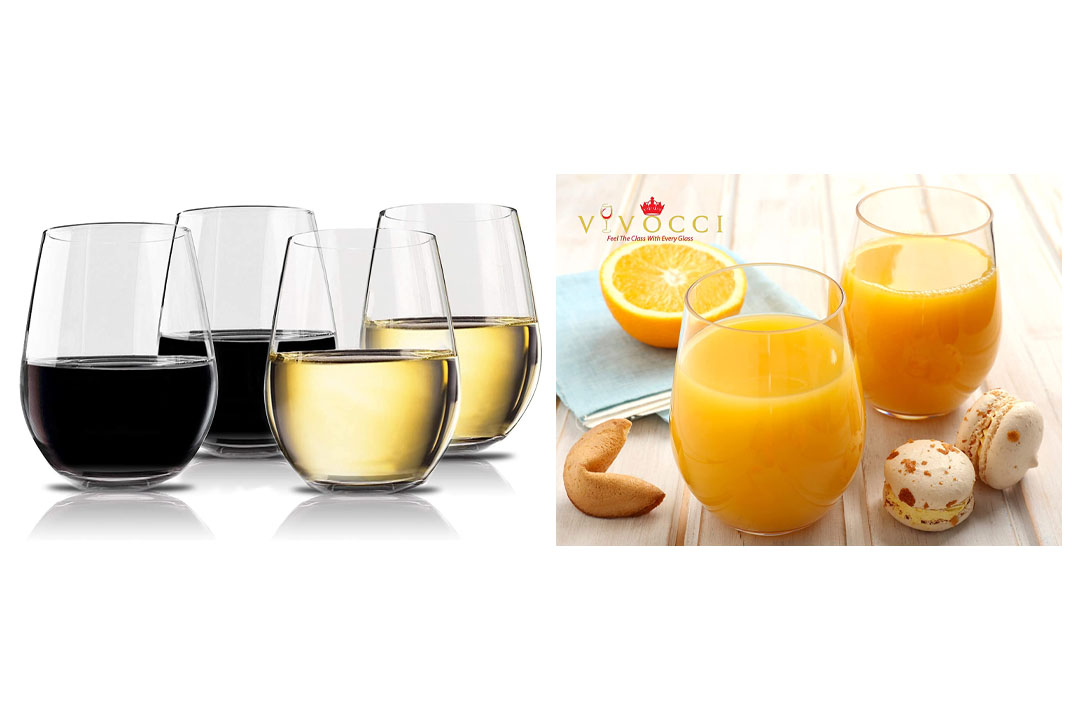 Vivocci Unbreakable Stemless Wine Glasses