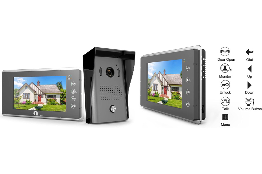 1byone Video Doorphone 2-Wires Video Intercom System 7-inch Color Monitor