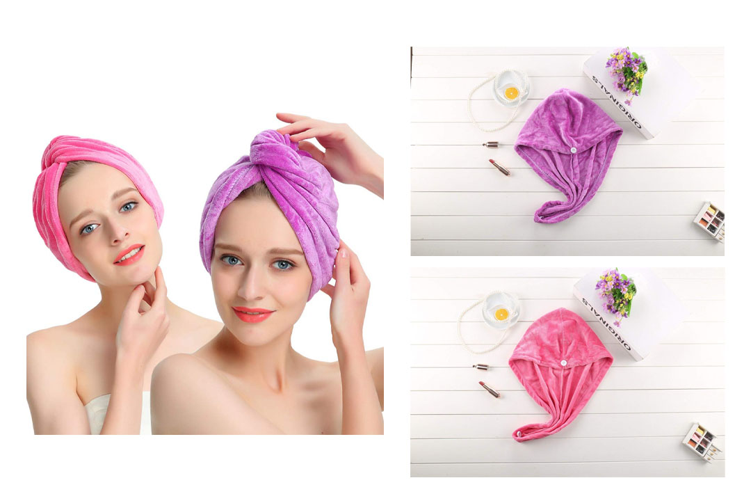 AuroTrends Microfiber Hair Towel Turban Large Wrap Turban Cap