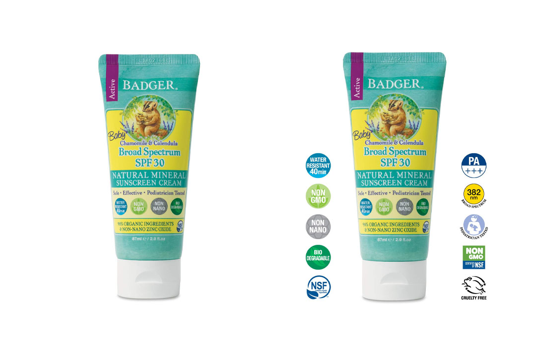 Badger Baby Sunscreen Cream - SPF 30 - All Natural & Certified Organic