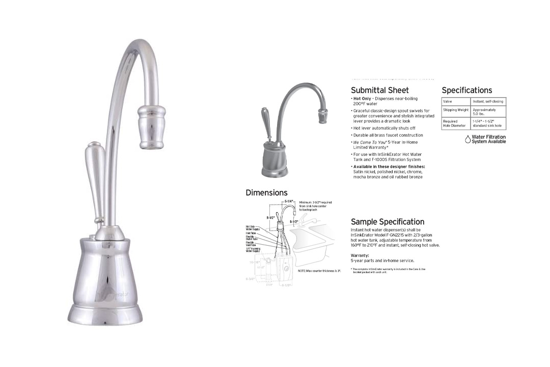 InSinkErator F-GN2215ORB Indulge Tuscan Hot Water Dispenser Faucet