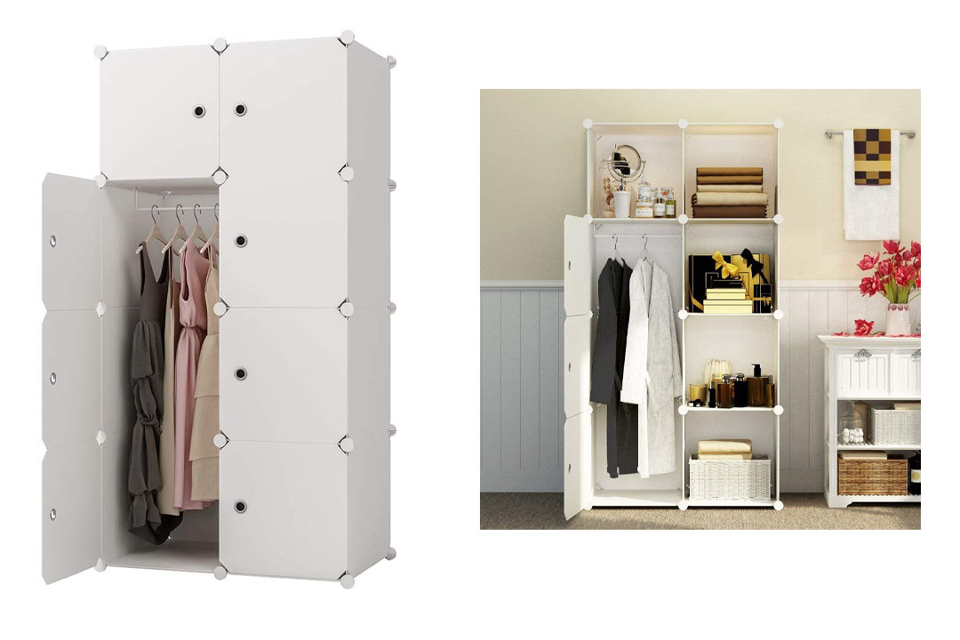 KOUSI Portable Clothes Closet Wardrobe Bedroom Armoire Storage Organizer