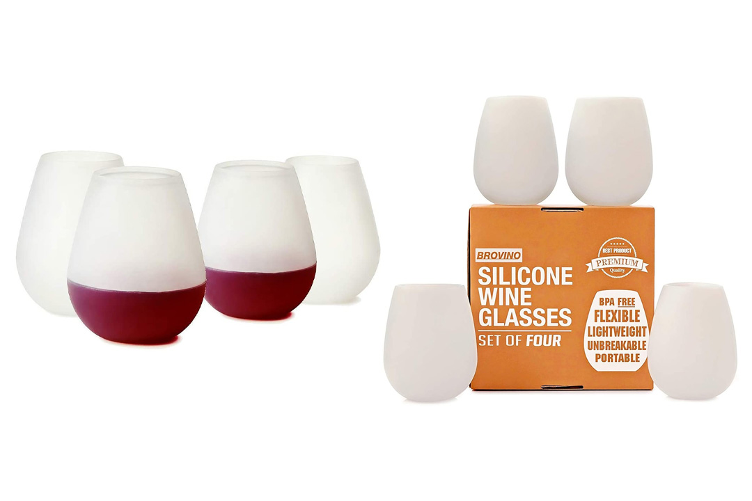 Silicone Wine Glasses - Set of 4 - Unbreakable Outdoor Rubber Wine Cups