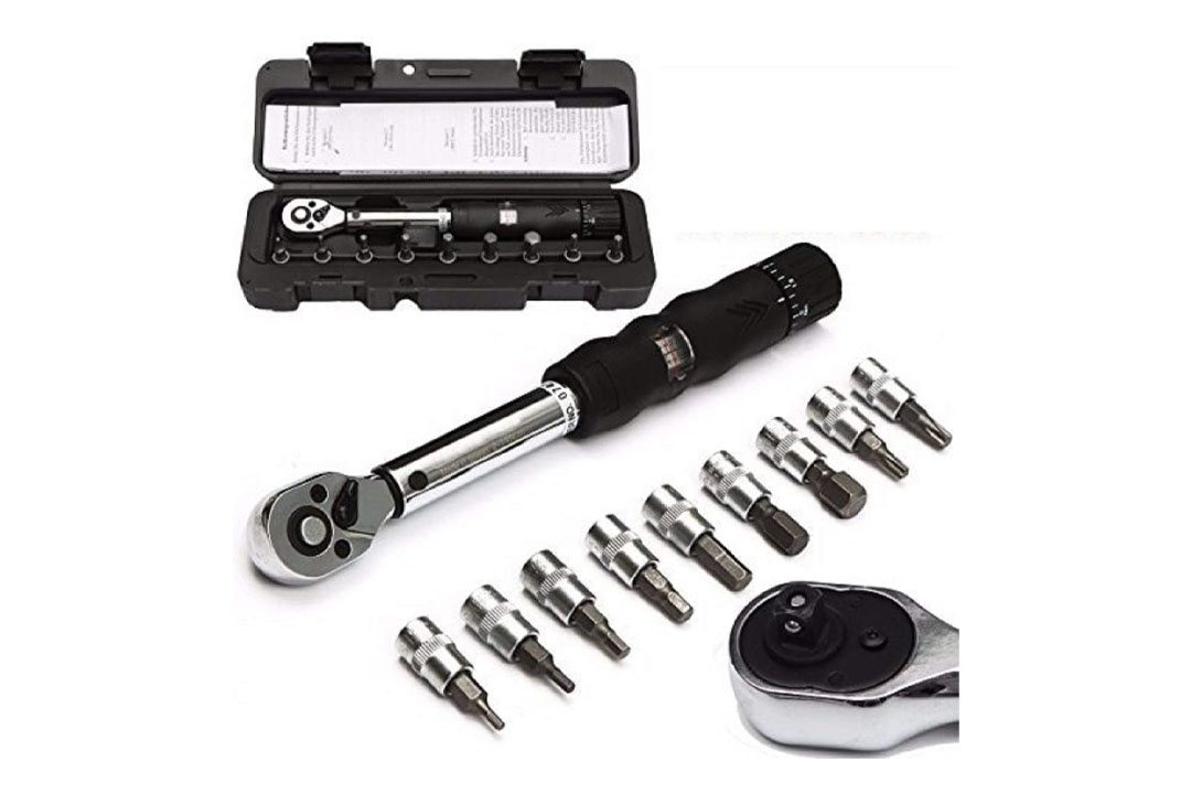 DRILLPRO 1/4-Inch Bicycle Bike Torque Wrench Socket Set Kit Allen Key Tool 2~14NM