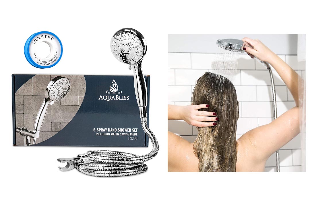 AquaBliss High Pressure 6-setting Handheld Shower Head Set